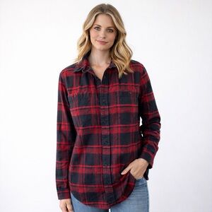 Calvin Klein Red and Black Plaid Shirt